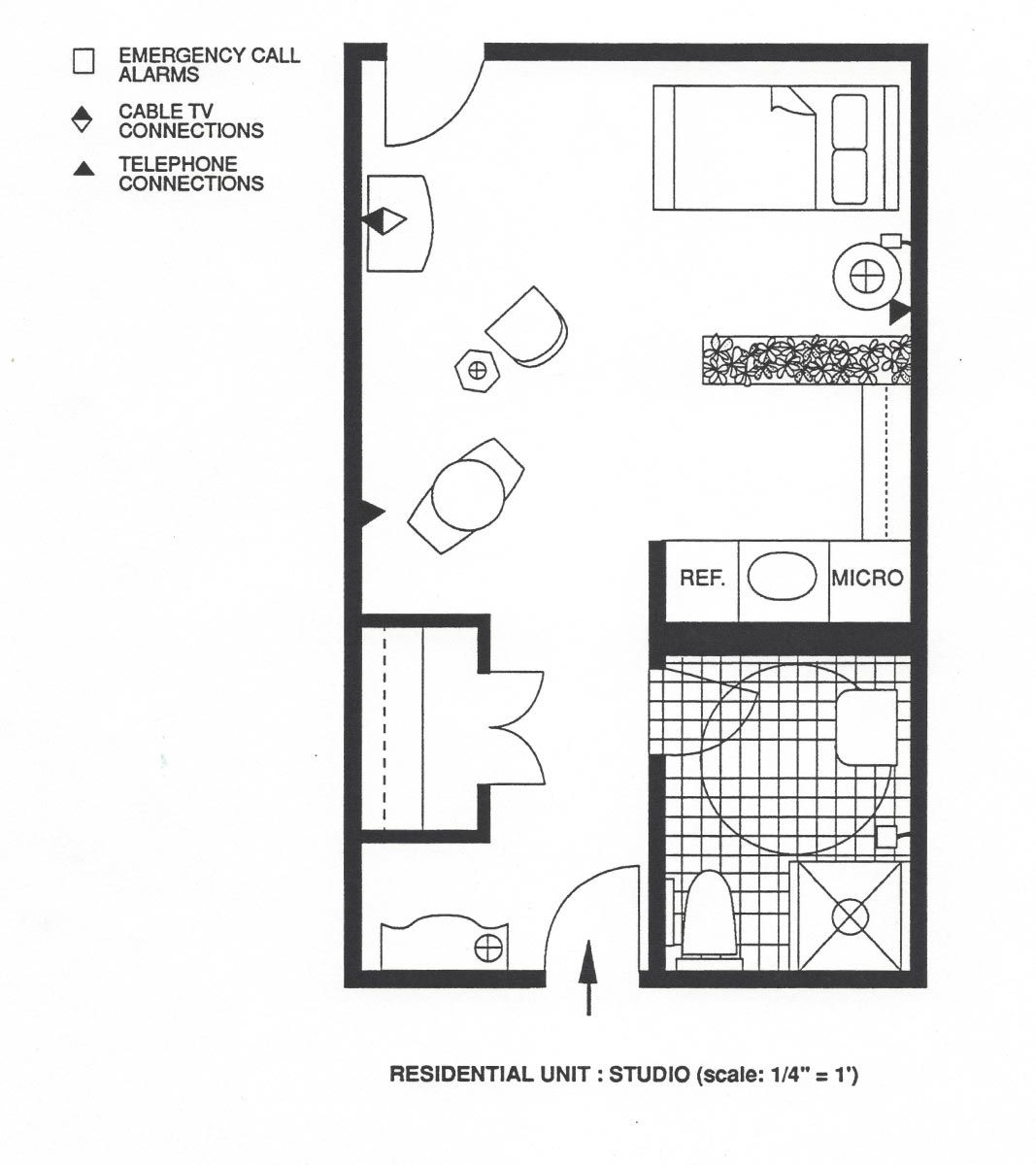 interior design scale plan for residential studio unit